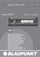 Blaupunkt Toronto-400-BT - Owners Manual